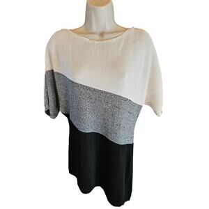 NWT Whbm colorblock white black tunic Asymmetric Hem chain knit XS career casual